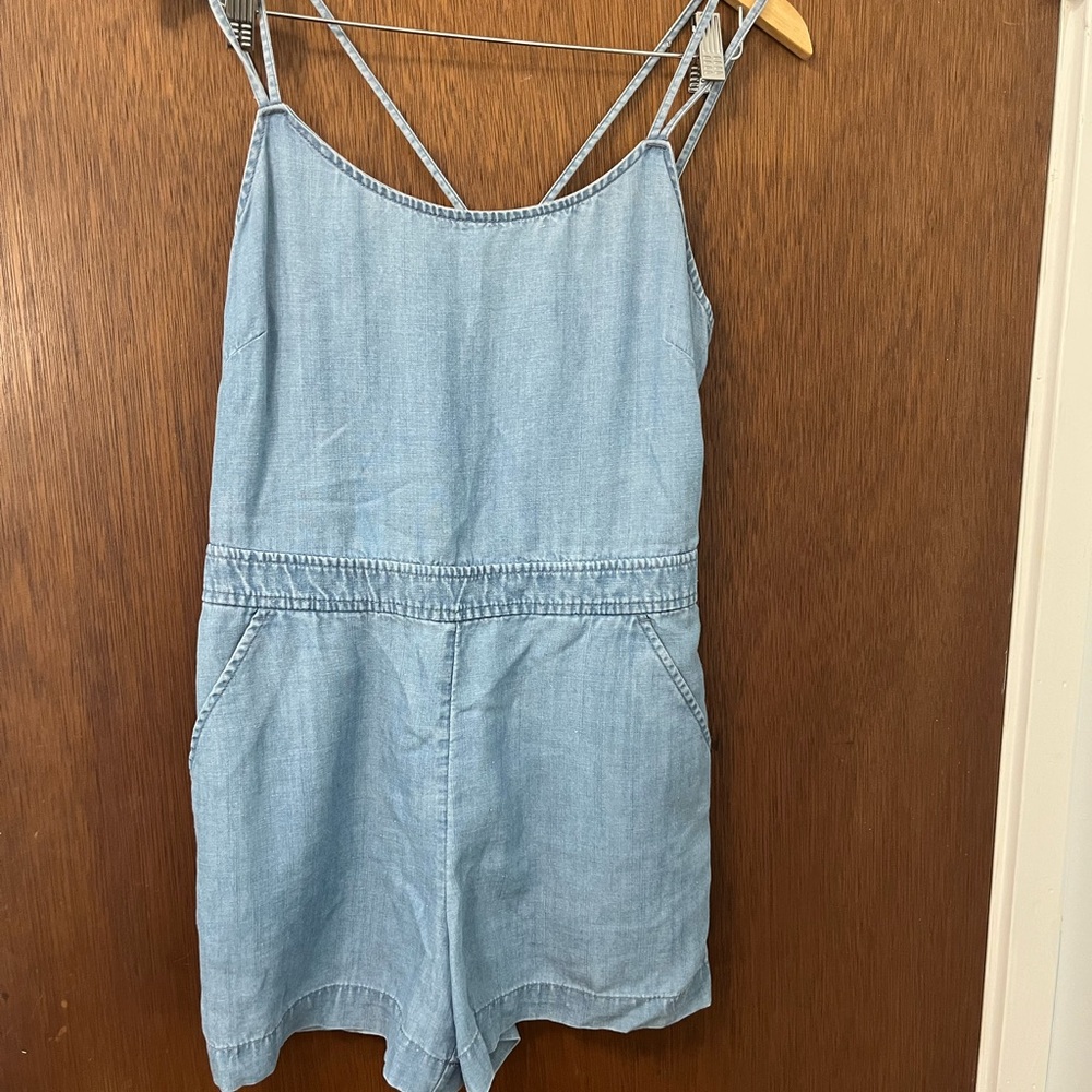 LOFT Soft Blue Denim Romper